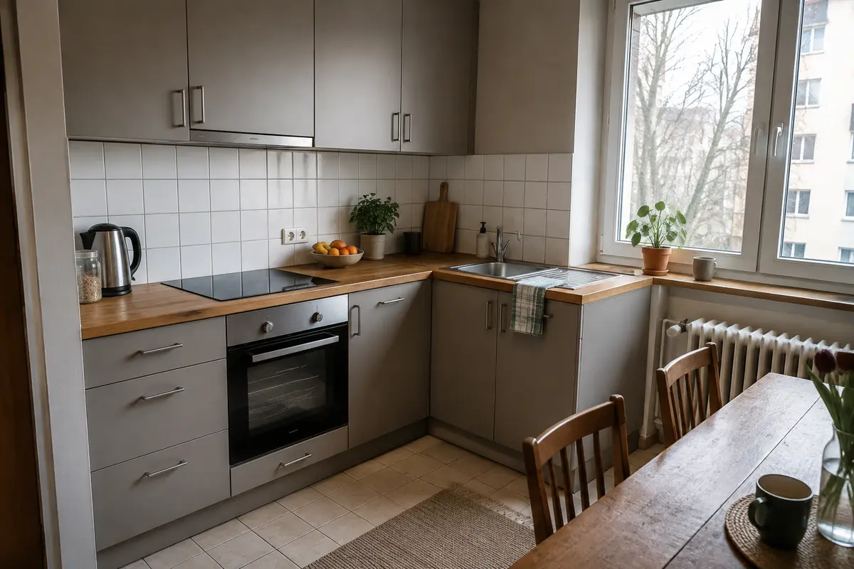 Угловая кухня для семьи